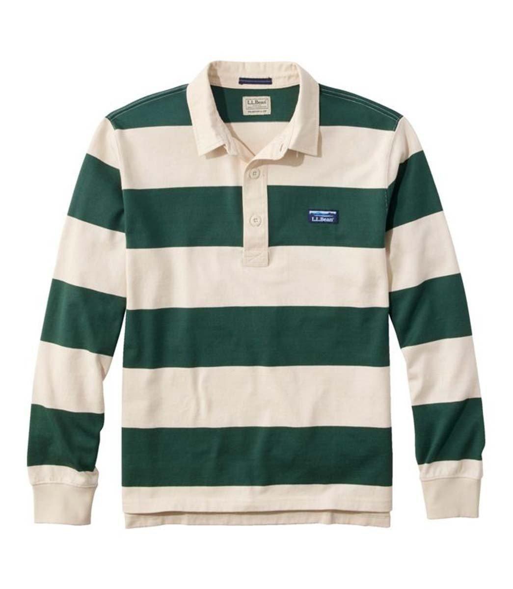 Men's L.L.Bean Vintage Soft Rugby Stripe 1/4 Long Sleeve Button Up