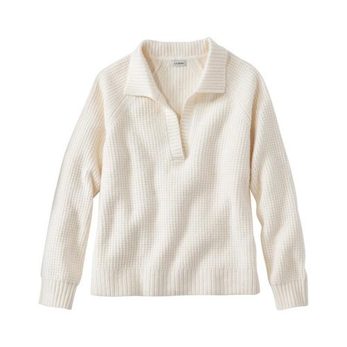 Women's L.L.Bean SuperSoft Waffle Polo Pullover Sweater - Primary Image