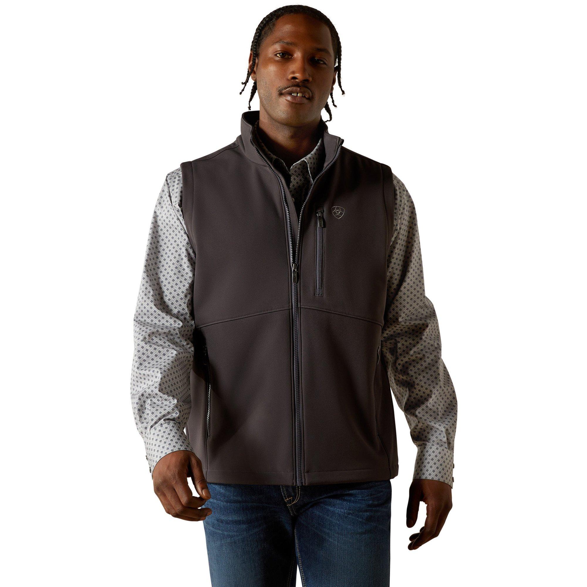 Men's Logo Softshell Vest in Phantom Recycled Polyester/Elastane, Size: 2XL by Ariat