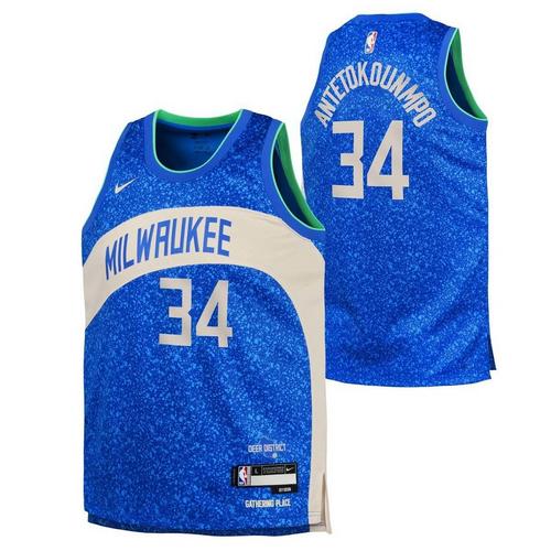 Nike Kids' Milwaukee Bucks Giannis Antetokounmpo #34 2023 City Edition Jersey - Primary Image