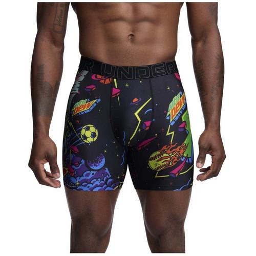 Men's Under Armour Performance Tech Mesh Mountain Dew Printed 6" Boxer Briefs - Primary Image