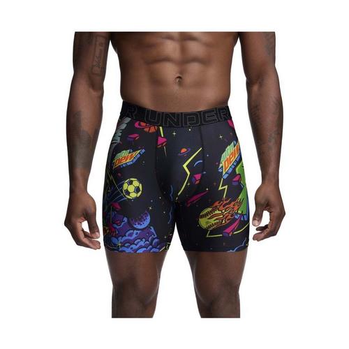 Men's Under Armour Performance Tech Mesh Mountain Dew Printed 6" Boxer Briefs - Primary Image