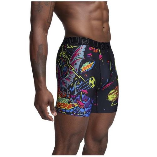 Men's Under Armour Performance Tech Mesh Mountain Dew Printed 6" Boxer Briefs - Primary Image