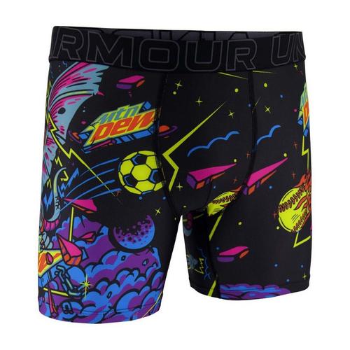 Men's Under Armour Performance Tech Mesh Mountain Dew Printed 6" Boxer Briefs - Primary Image