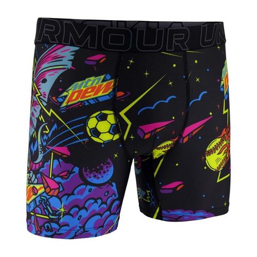 Men's Under Armour Performance Tech Mesh Mountain Dew Printed 6" Boxer Briefs - Primary Image