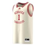 adidas Nebraska Cornhuskers Ivory Replica Basketball #1 Jersey - Thumbnail 1 of 2