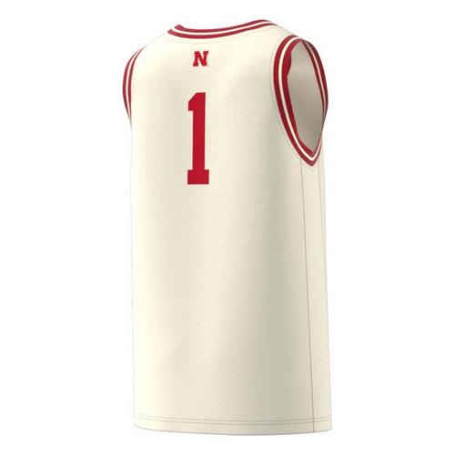 adidas Nebraska Cornhuskers Ivory Replica Basketball #1 Jersey - Primary Image