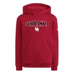 adidas Kids Nebraska Cornhuskers Puffed Hoodie - Thumbnail 1 of 2