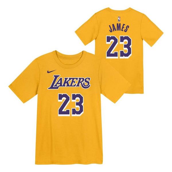 Kids' Los Angeles Lakers LeBron James #23 Icon Edition Name & Number Nike T-Shirt 5/6 Yellow