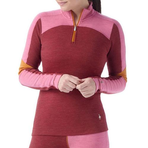Women's Smartwool Classic Thermal Merino Colorblock Long Sleeve 1/4 Zip Base Layer - Primary Image