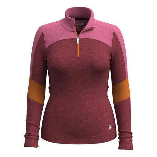 Women's Smartwool Classic Thermal Merino Colorblock Long Sleeve 1/4 Zip Base Layer - Primary Image