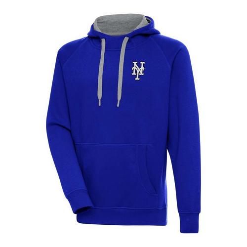 Antigua New York Mets Chenille Chest Logo Victory Pullover Hoodie - Primary Image