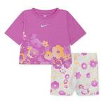Toddler Girls' Nike Flow-Ral Printed Biker T-Shirt and Shorts Set - Thumbnail 1 of 4