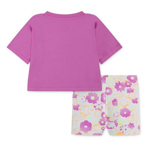 Toddler Girls' Nike Flow-Ral Printed Biker T-Shirt and Shorts Set - Primary Image