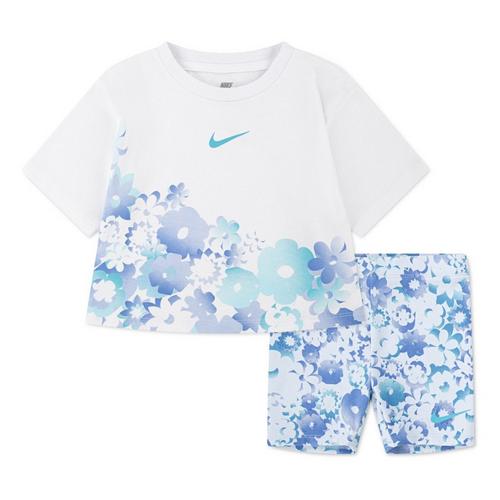 Toddler Girls' Nike Flow-Ral Printed Biker T-Shirt and Shorts Set - Primary Image