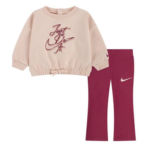 Baby Girls' Nike Swoosh "On Pointe" Crewneck Sweatshirt Set - Primary Image