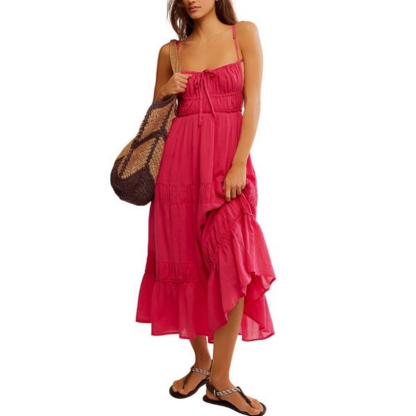 Women's Free People Taking Sides Maxi Dress Large Rose Bright