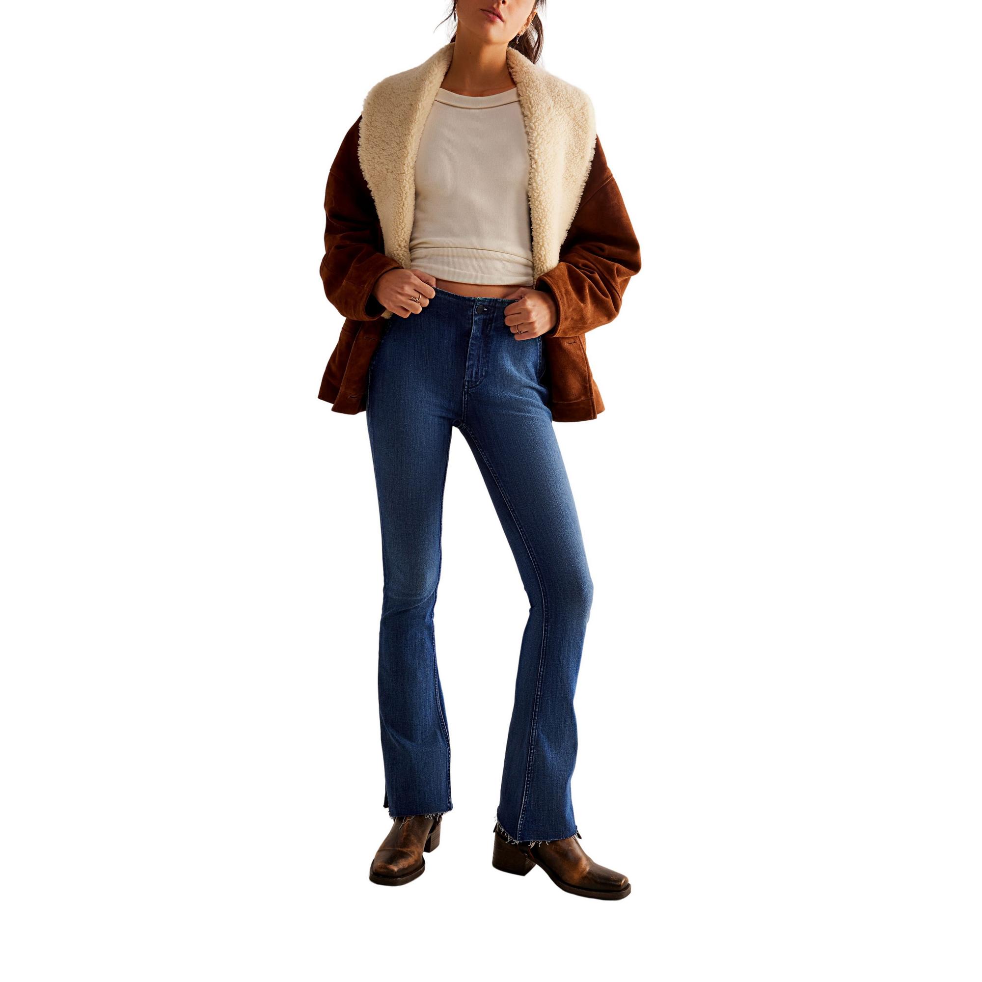 Women's Free People Level Up Slit Slim Fit Flare Jeans