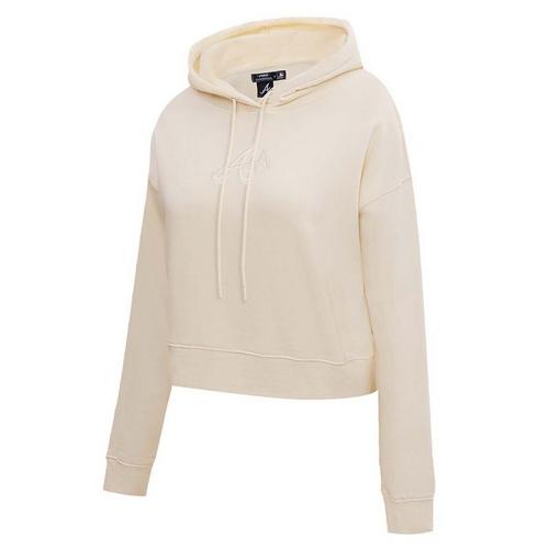 Pro Standard Women's Atlanta Braves Neutral Cropped Fleece Hoodie - Primary Image