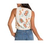 Women's Rock & Roll Denim Floral Studded Vest - Thumbnail 2 of 4