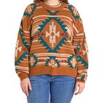 Women's Rock & Roll Denim Aztec Knit Pullover Sweater - Thumbnail 3 of 3