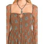 Women's Rock & Roll Denim Striped Floral Long Sleeve Sweetheart Maxi Dress - Thumbnail 3 of 3
