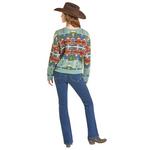 Women's Rock & Roll Denim Aztec Pullover Sweater - Thumbnail 2 of 3