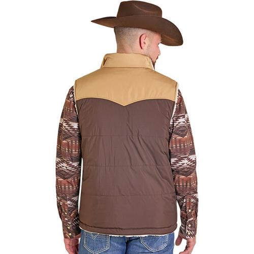 Men's Rock & Roll Denim Reversible Puffer Vest - Primary Image