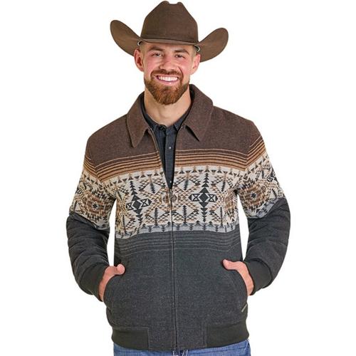 Men's Rock & Roll Denim Border Jacquard Bomber Jacket - Primary Image