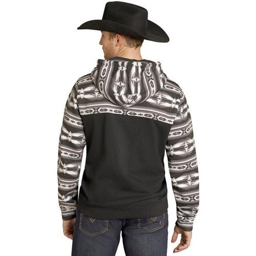 Men's Rock & Roll Denim Aztec Block Hoodie - Primary Image