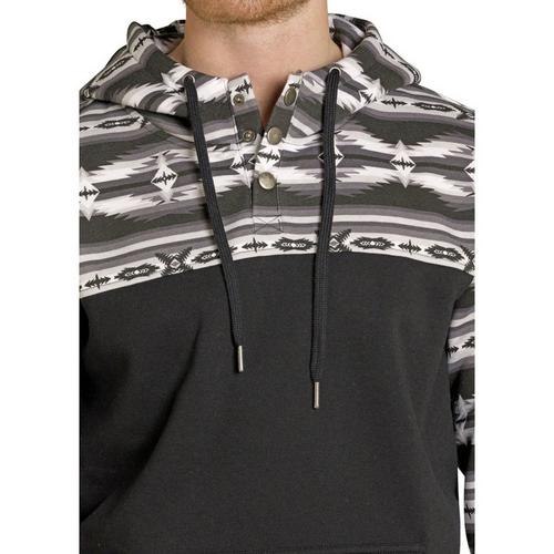 Men's Rock & Roll Denim Aztec Block Hoodie - Primary Image