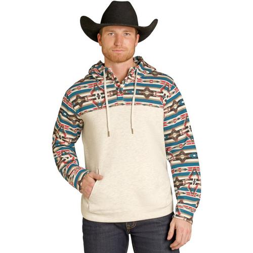 Men's Rock & Roll Denim Aztec Color Block Hoodie - Primary Image