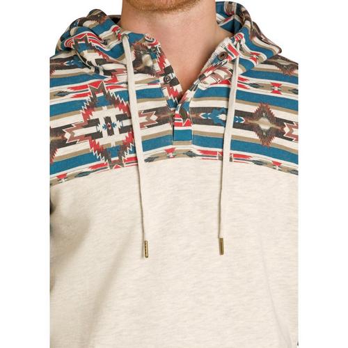 Men's Rock & Roll Denim Aztec Color Block Hoodie - Primary Image