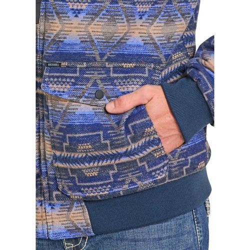 Men's Rock & Roll Denim Aztec Jacquard Bomber Jacket - Primary Image