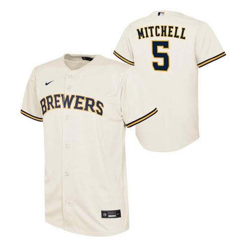 Nike Kids' Milwaukee Brewers Garrett Mitchell #5 Home Jersey - Primary Image