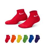 Kids' Nike Everyday Medium Cushion 6 Pack Quarter Socks - Thumbnail 1 of 4