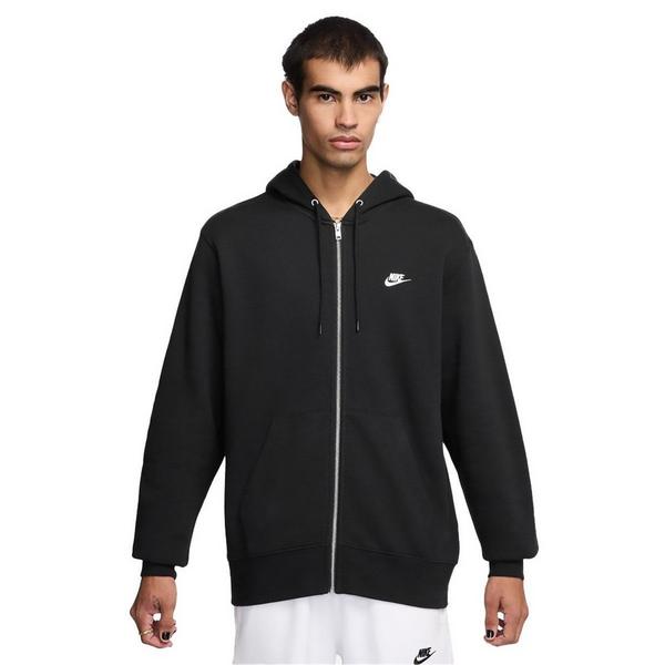 Men's Nike Club Fleece Full Zip XLarge Black/Black/White