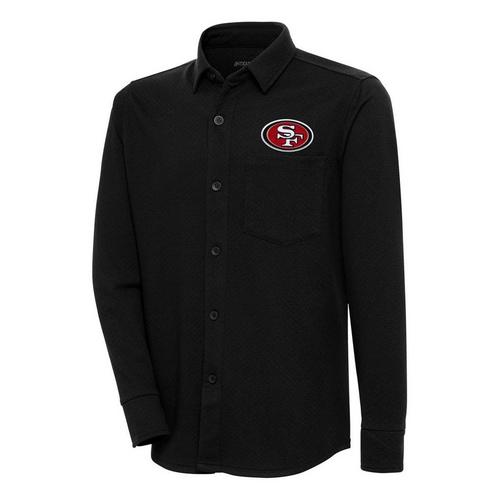 Antigua San Francisco 49ers Chest Crest Streamer Shacket Crewneck - Primary Image