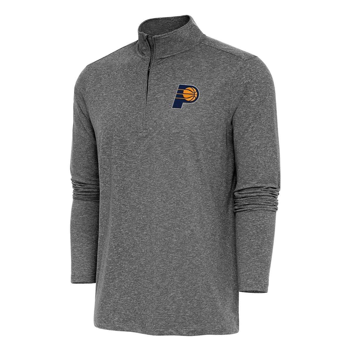 Men's Antigua  Heather Black Indiana Pacers Hunk Quarter-Zip Pullover Top