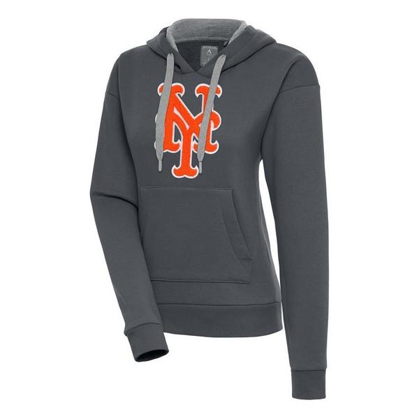 Women's New York Mets Antigua Chenille Victory Pullover Hoodie Medium Charcoal