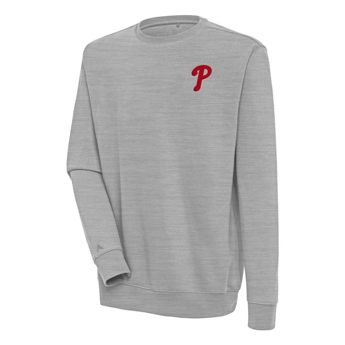 Antigua Men's Heather Gray Philadelphia Phillies Victory Pullover Sweatshirt - Heather Gray