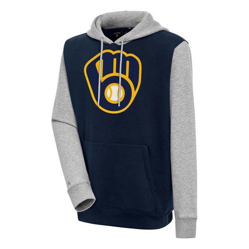 Antigua Milwaukee Brewers Victory CB Pullover Big Logo Hoodie - Primary Image