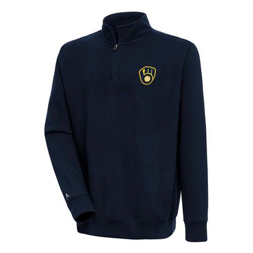 Antigua Milwaukee Brewers Victory Mock Pullover Long Sleeve 1/4 Zip - Primary Image