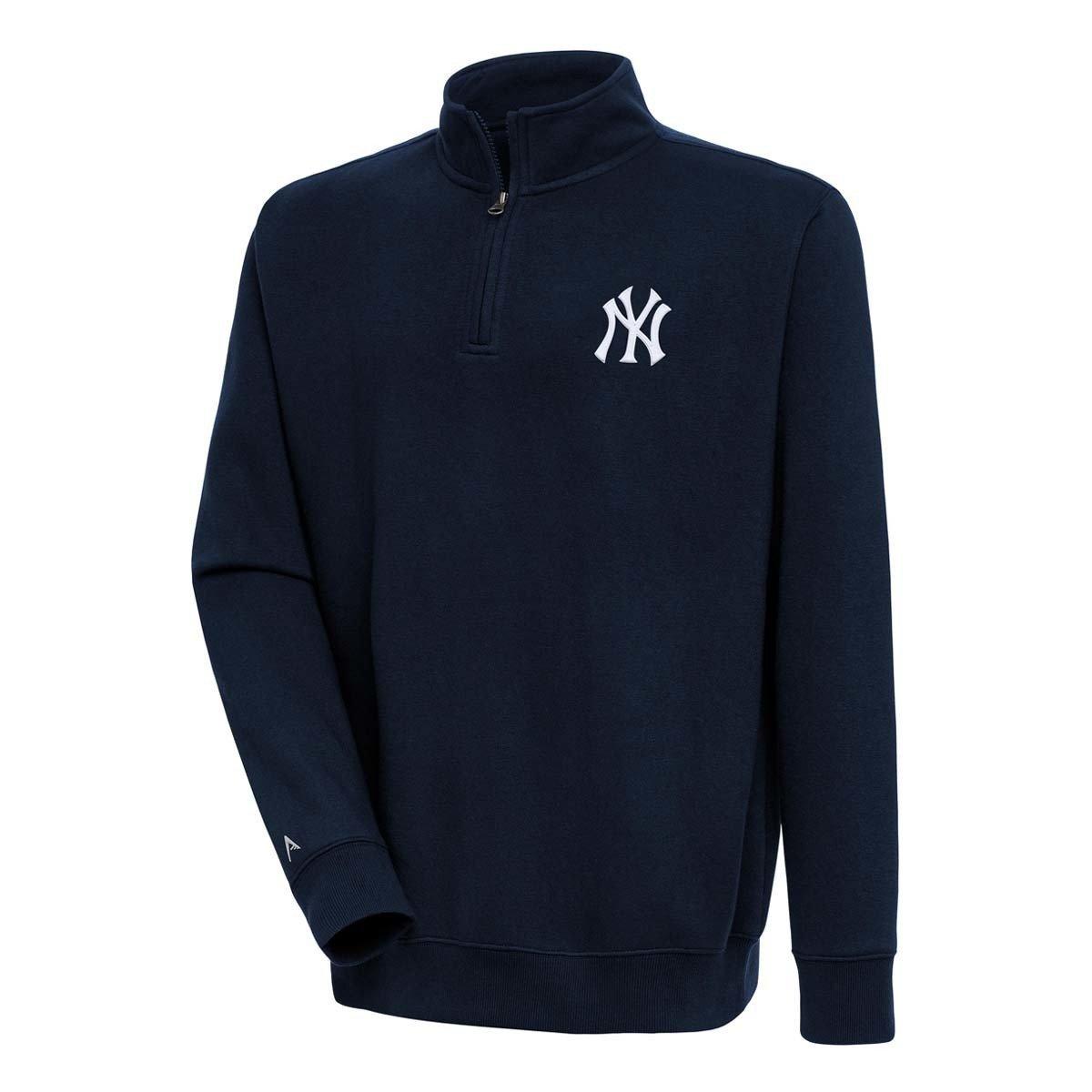 Antigua Men's Navy New York Yankees Victory Quarter-Zip Pullover Top - Navy