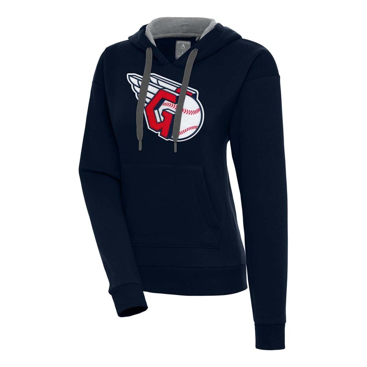 Antigua Women's Cleveland Guardians Chenille Victory Pullover Hoodie