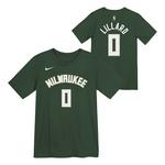 Genuine Stuff Kids' Milwaukee Bucks Damian Lillard #0 Icon T-Shirt - Thumbnail 2 of 4