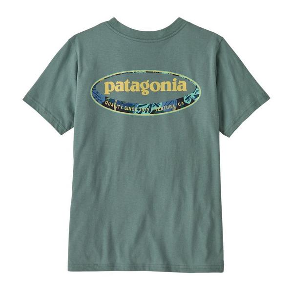 Kids' Patagonia Graphic T-Shirt Medium '95 Oval Logo Tropiclimb: Blue Sage