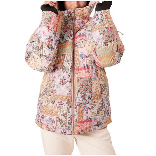 Women's Roxy Alofted Quilted Print Hooded Puffer Jacket - Primary Image