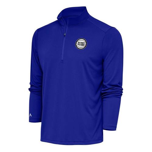 Antigua Detroit Pistons Chest Logo Tribute Long Sleeve 1/4 Zip - Primary Image