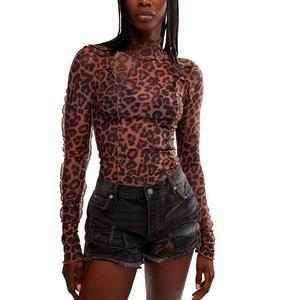Women's Free People Charlie Printed Mesh Long Sleeve Mock Neck Shirt